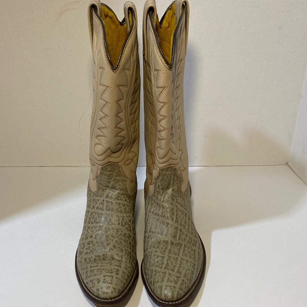 ACME Beige and Olive Green Cowboy Boots